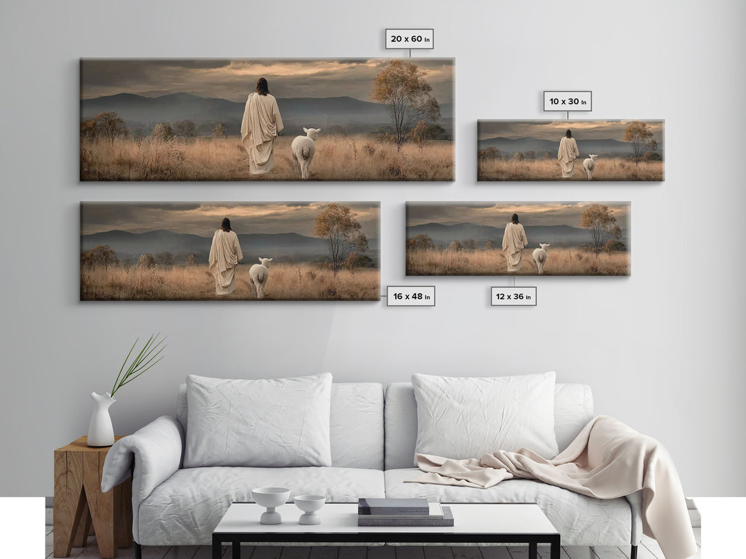 Hillside of Peace – Framed Canvas Print – Christian Art – Jesus Painting – Panoramic Art – Christian Wall Art – Christmas Art Print