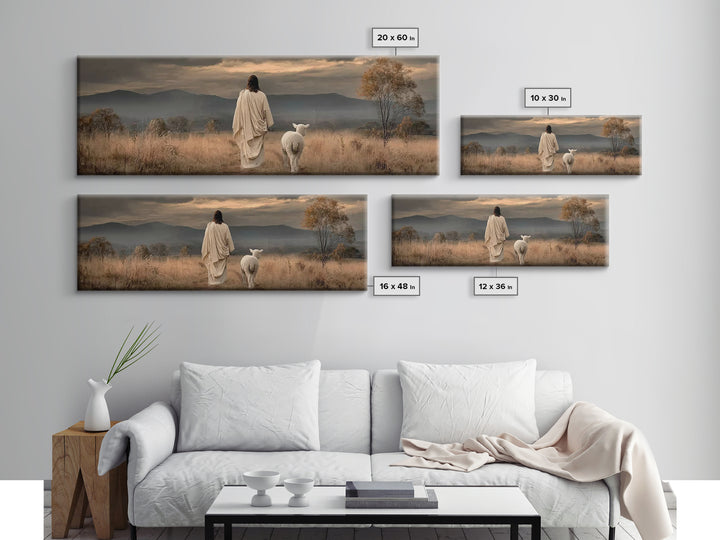 Hillside of Peace – Framed Canvas Print – Christian Art – Jesus Painting – Panoramic Art – Christian Wall Art – Christmas Art Print