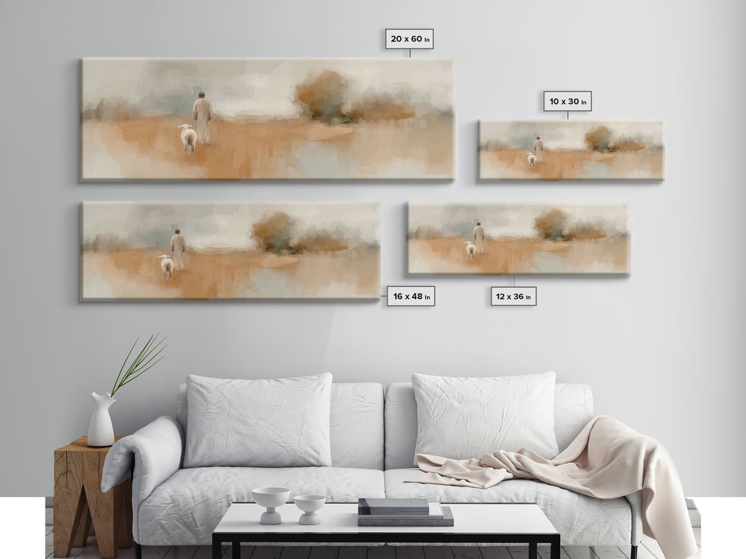 Soft Dawn Promise | Framed Canvas Print | Jesus Painting | Panoramic Painting | Christian Wall Art | Christian Art Canvas | Christmas Art