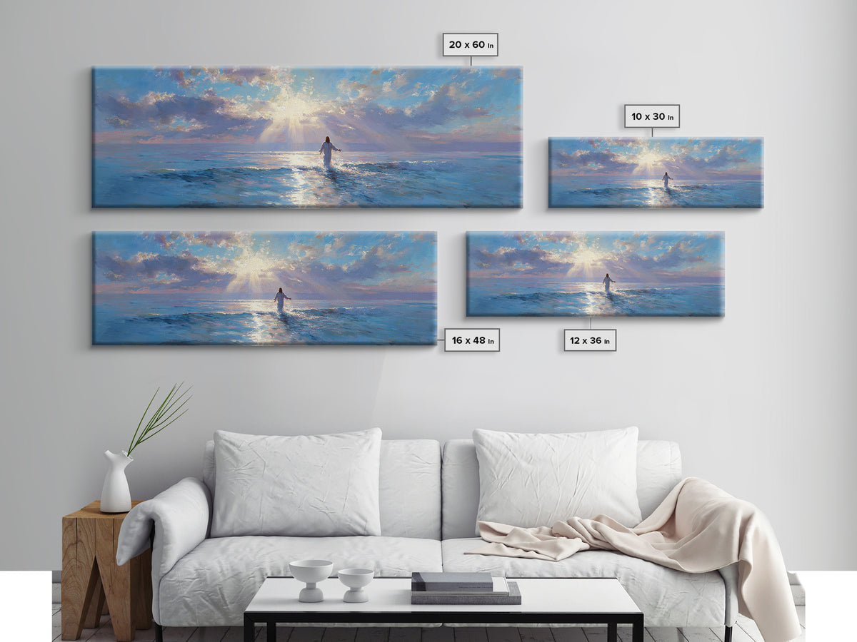 Soft Horizon Blessing – Framed Canvas Print – Panoramic Frame – Christian Art Canvas – Christian Wall Art – Jesus Painting – Christmas Art