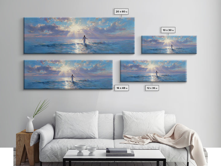 Soft Horizon Blessing – Framed Canvas Print – Panoramic Frame – Christian Art Canvas – Christian Wall Art – Jesus Painting – Christmas Art
