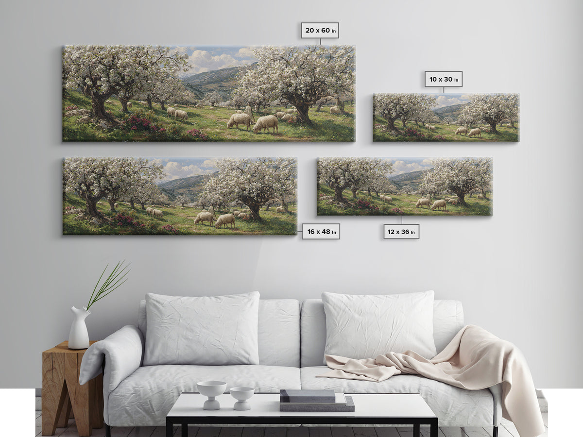Heavenly Blossom Field – Framed Canvas Print – Christian Christmas Art – Panoramic Art – Christian Wall Art – Jesus Art Print – Christian C