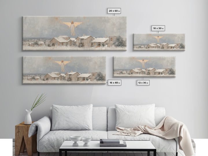 Winter Angel Rise – Framed Canvas Print – Christian Wall Art – Panoramic Art – Christian Art Print – Christmas Art – Modern Christian Art