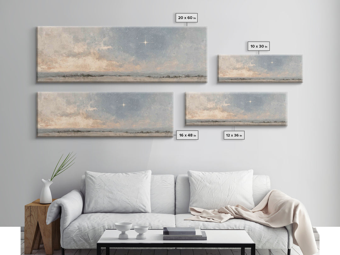 Silent Star Path, Framed Canvas Print, Christian Art, Panoramic Painting, Christmas Art Prints, Christian Wall Art, Christian Art Canvas