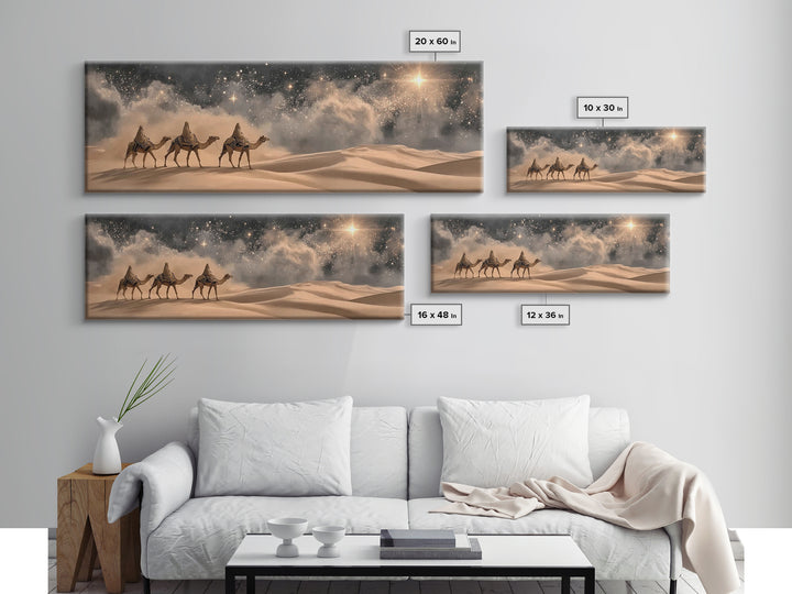 Desert Star Pilgrims – Framed Canvas Print – Christian Art Canvas – Panoramic Painting – Christmas Art – Christian Wall Art – Jesus Paintin