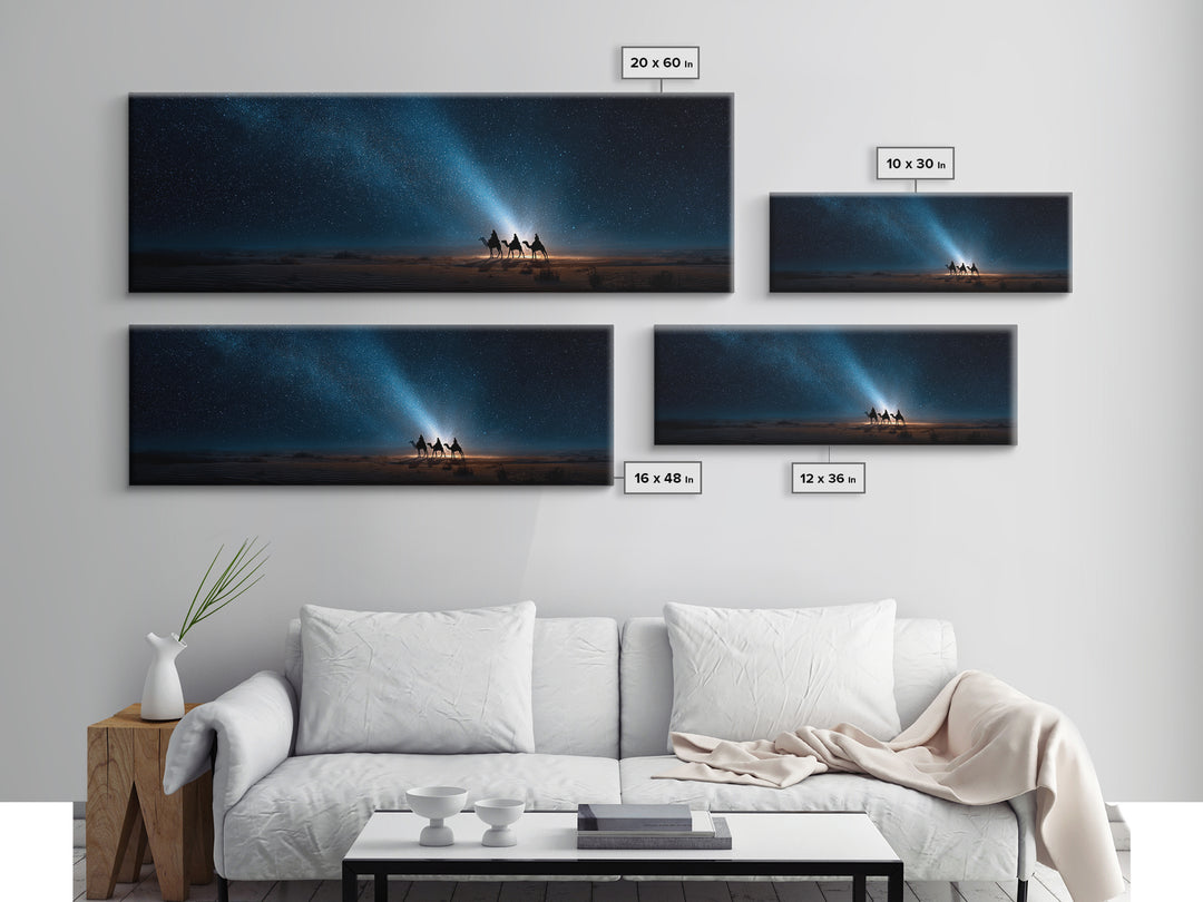 Bethlehem Night Journey | Framed Canvas Print | Christian Wall Art | Panoramic Wall Art | Christmas Art | Christian Art Canvas | Jesus Pain