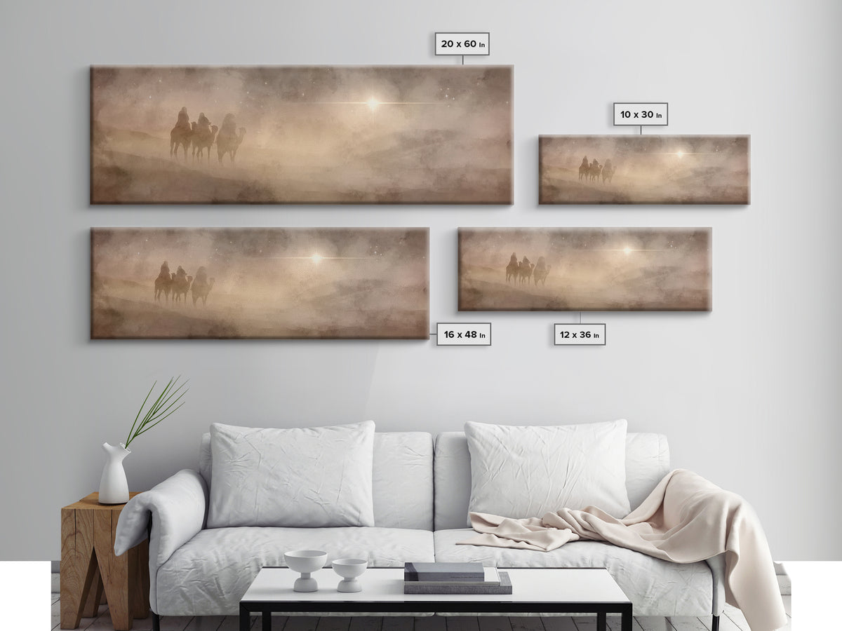 Radiant Dawn Path | Framed Canvas Print | Christian Art Canvas | Panoramic Painting | Christian Wall Art | Christmas Art | Jesus Painting |