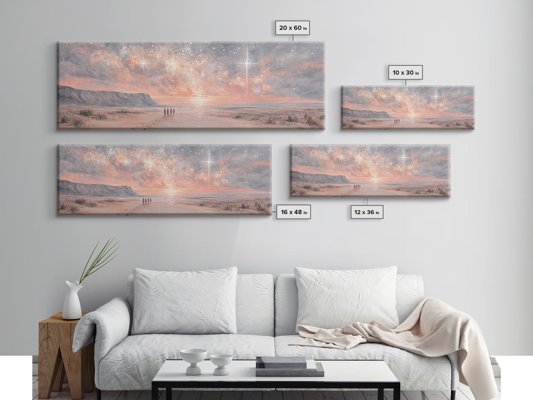 Holy Night Wonder, Framed Canvas Print, Christian Wall Art, Panoramic Art, Christian Art Canvas, Christmas Art, Jesus Painting, Christian D