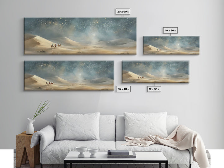 Desert Light Voyage – Framed Canvas Print – Christian Art Canvas – Panoramic Print – Christian Wall Art – Christmas Art – Jesus Painting –
