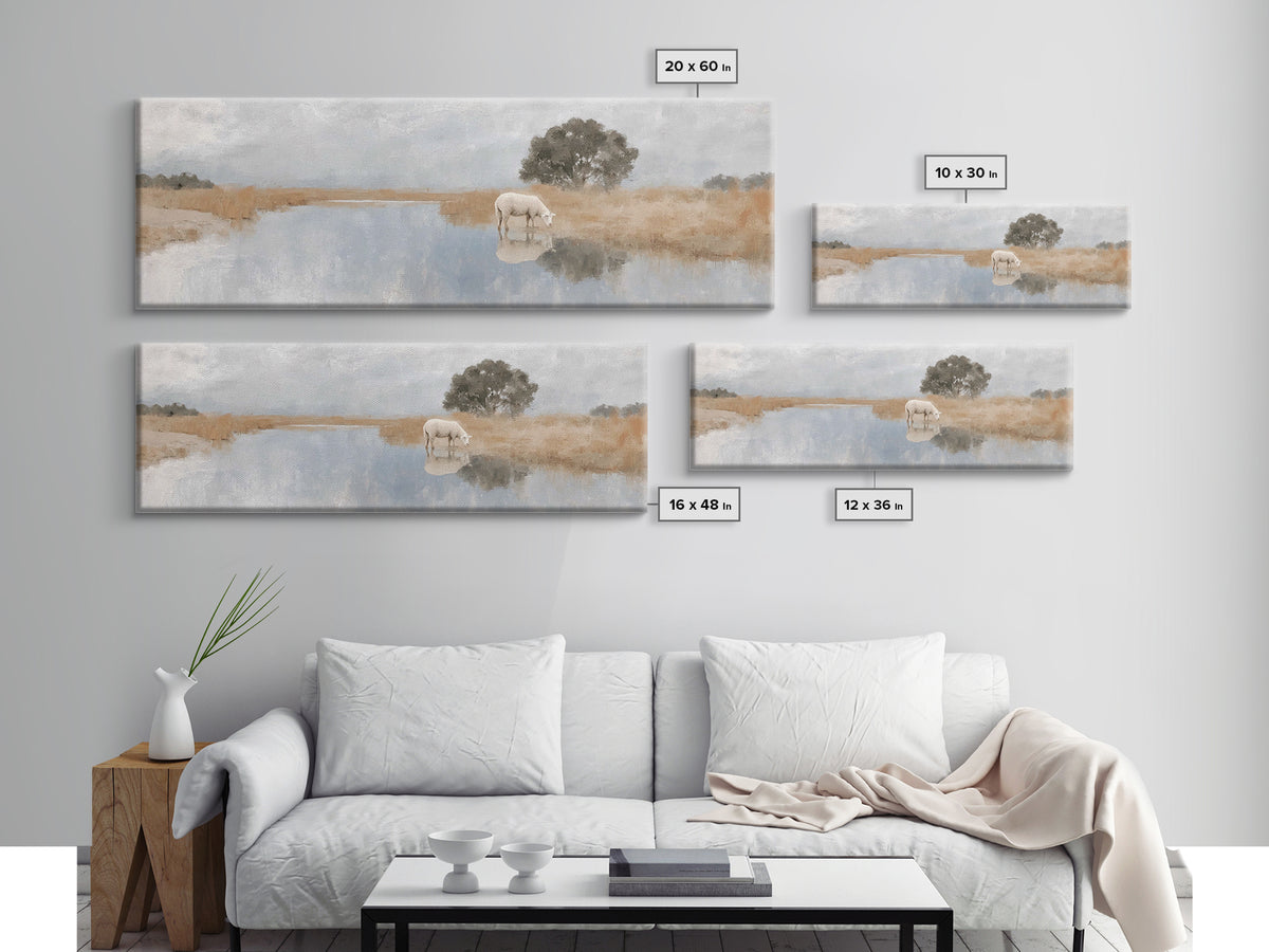Shepherd’s Quiet Light | Framed Canvas Print | Christian Wall Art | Panoramic Art | Christian Art Canvas | Christmas Art | Jesus Painting |
