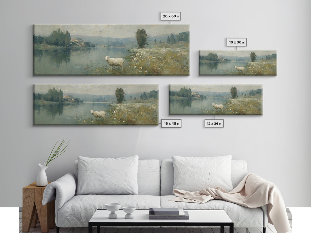 Pasture Of Grace, Framed Canvas Print, Panoramic Frame, Christian Art, Christian Wall Art, Christian Art Canvas, Christian Gift, Christian