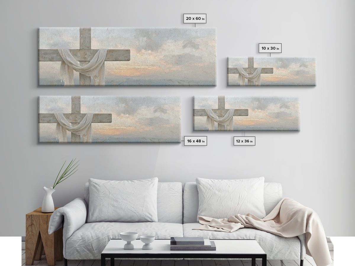 Grace In Bloom, Framed Canvas Print, Panoramic Art, Christian Art Print, Modern Christian Art, Christian Painting, Christmas Art