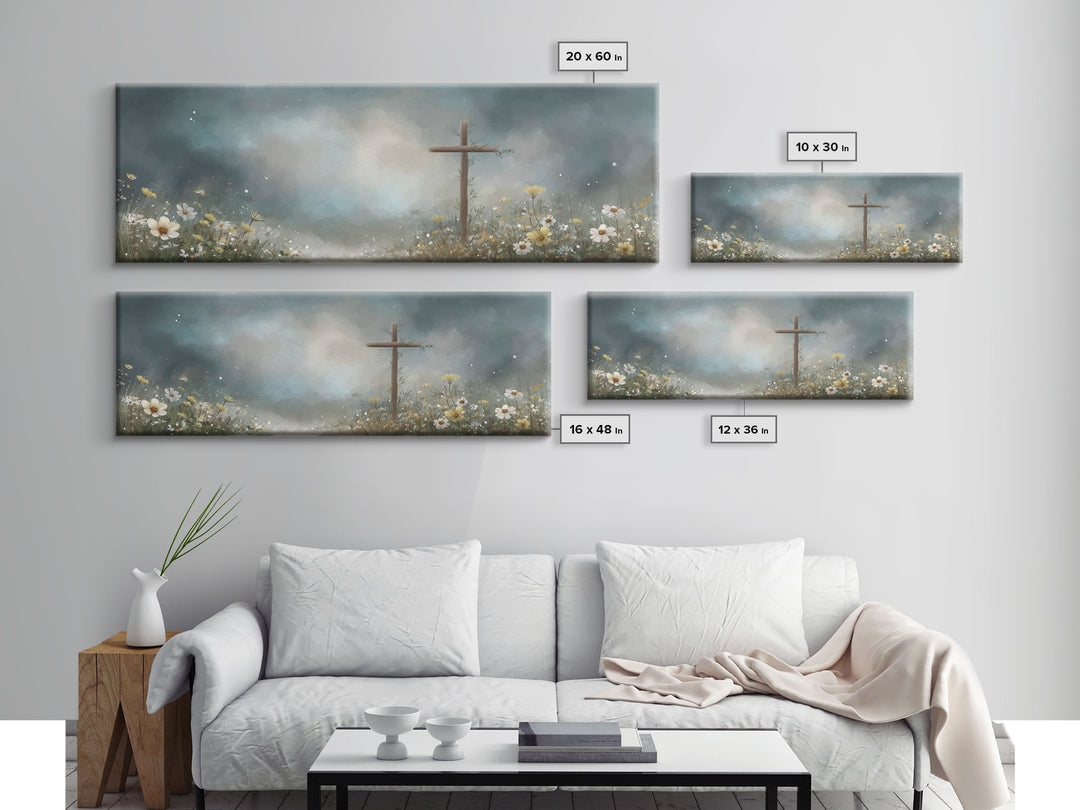 Stormlight Hope, Framed Canvas Print, Panoramic Painting, Moody Christian Art, Christian Art Work, Christian Canvas Art, Jesus Painting