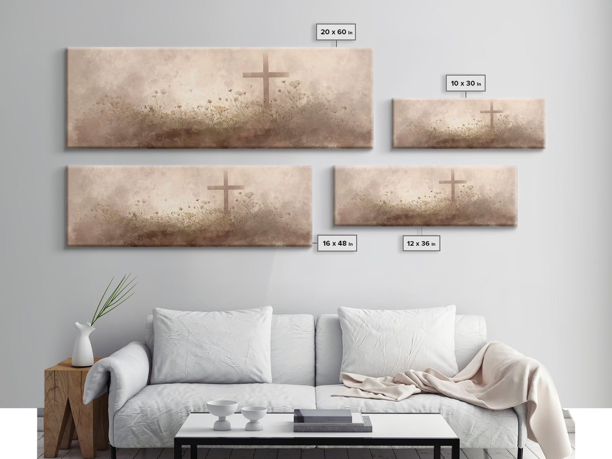 Morning Of Stillness – Framed Canvas Print – Panoramic Frame – Christian Art Canvas – Subtle Christian Paintings – Christian Decor – Jesus