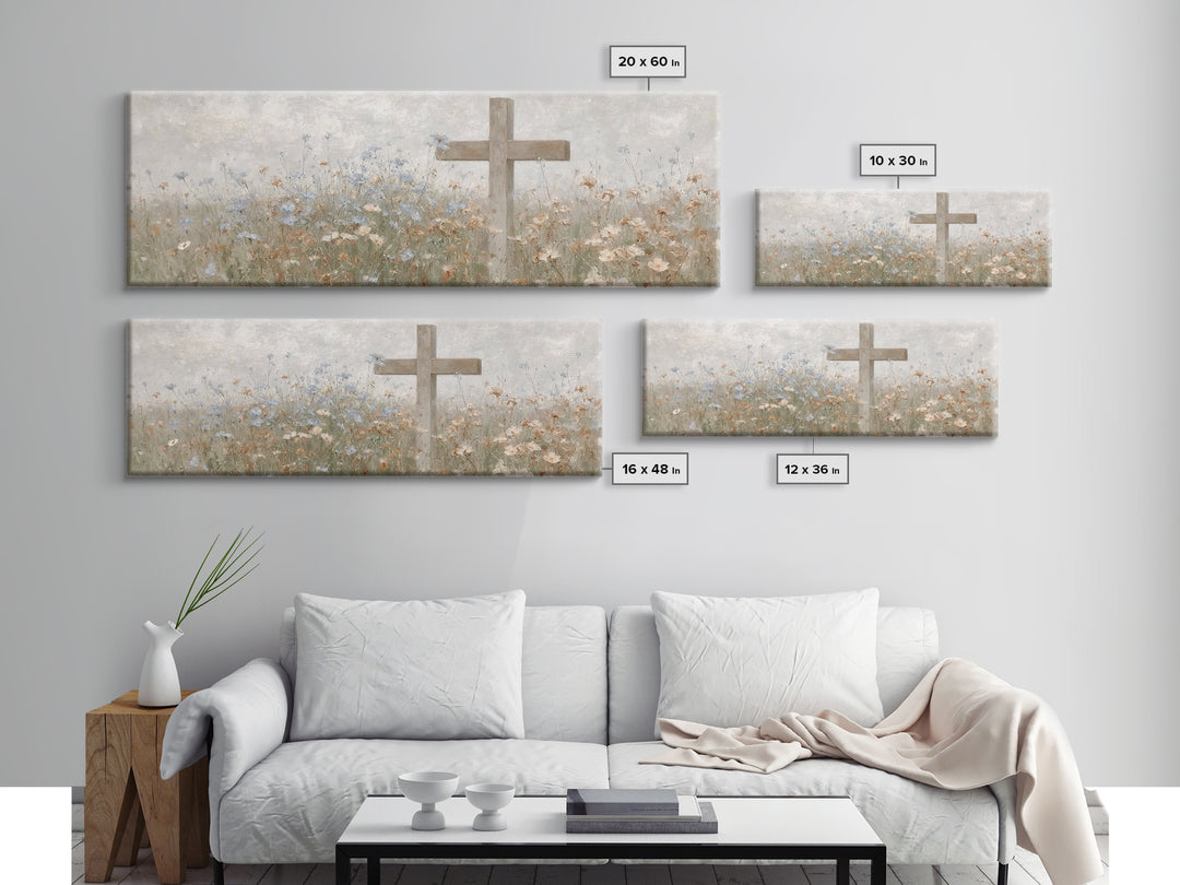 Gentle Faith Field, Framed Canvas Print, Panoramic Wall Art, Christian Art Canvas, Minimalist Christian Art, Christian Decoration, Large Ch