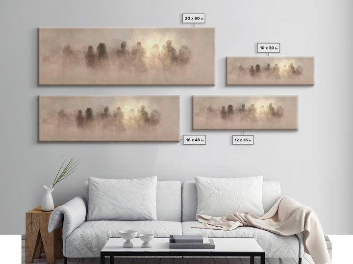 Clouds Of Witnesses | Framed Canvas Print | Panoramic Painting | Christian Art Print | Subtle Christian Art | Christian Wall Art | Vintage