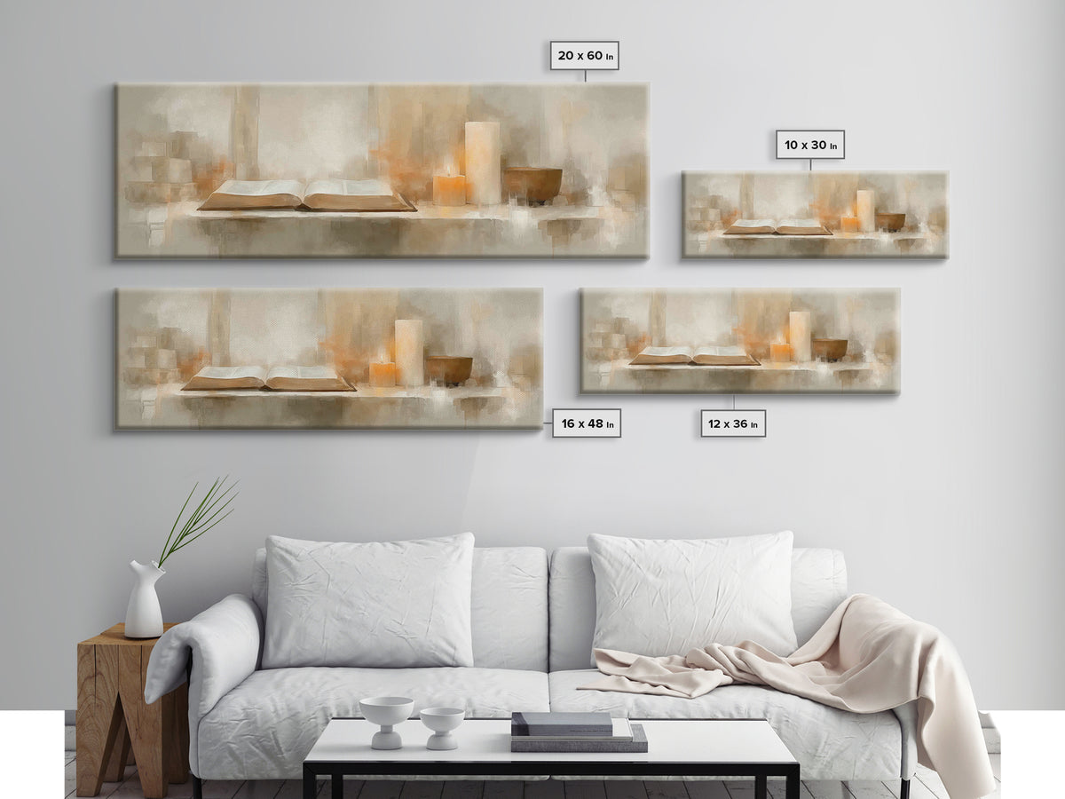 Holy Word Glow, Framed Canvas Print, Panoramic Frame, Minimalist Christian Art, Christian Art Prints, Christian Wall Art, Christian Decorat