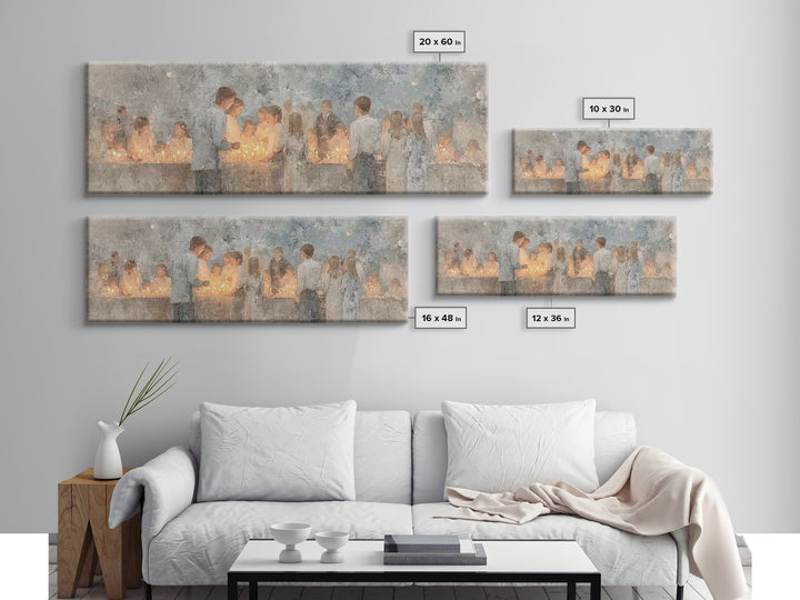 Children Of The Light, Framed Canvas Print, Christian Wall Art, Panoramic Painting, Christian Art Canvas, Christmas Art, Christian Gift