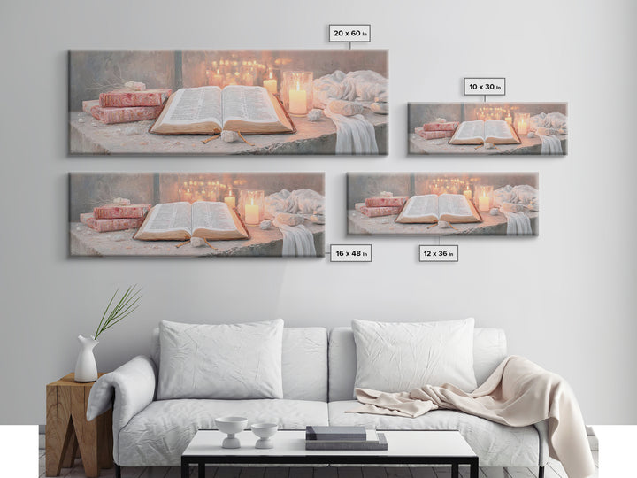 The Sacred Word – Framed Canvas Print – Christian Wall Art – Christian Art Canvas – Panoramic Art – Christmas Art – Christian Decor