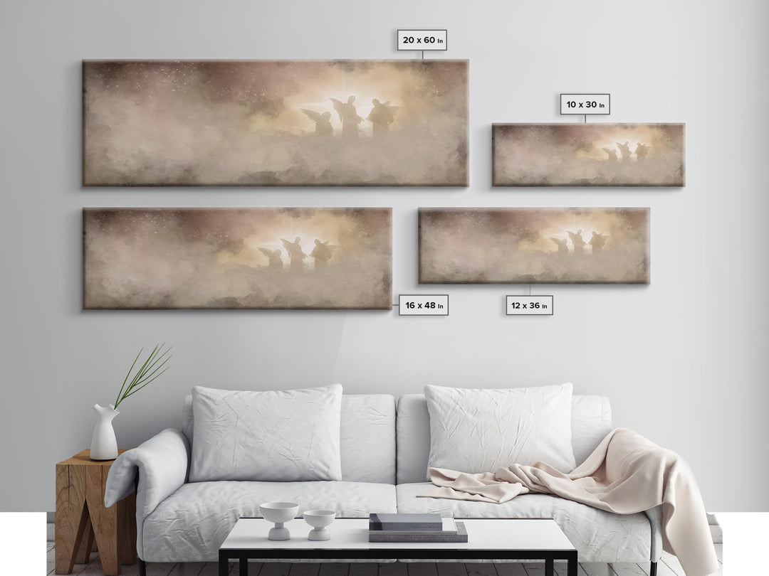 Heavenly Radiance | Framed Canvas Print | Panoramic Wall Art | Christian Art Canvas | Christmas Art | Christian Painting | Christian Decora