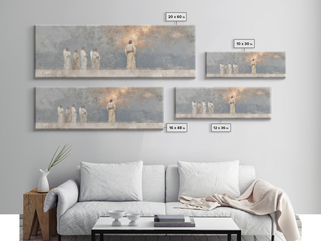 Divine Watchers, Framed Canvas Print, Panoramic Painting, Christian Wall Art, Jesus Art Print, Christian Christmas Art, Christian Decor