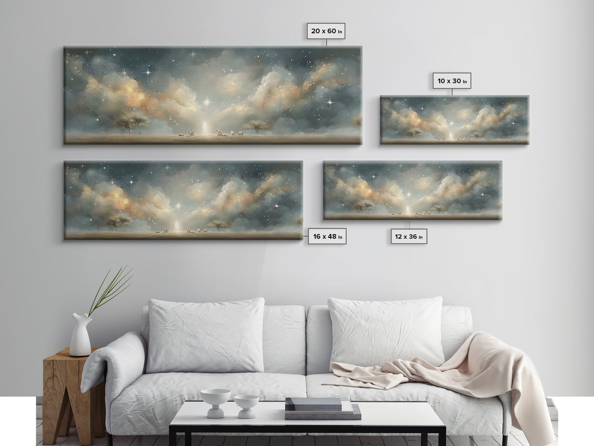 Star Of Salvation – Framed Canvas Print – Panoramic Wall Art – Christian Christmas Art – Christian Art Canvas – Christian Painting – Christ