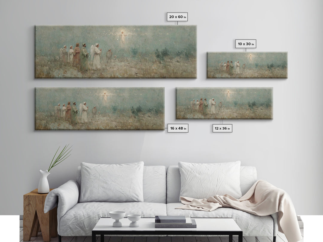 Angelic Herald, Framed Canvas Print, Panoramic Painting, Christian Art Canvas, Christian Wall Art, Christian Christmas Art, Jesus Art Print