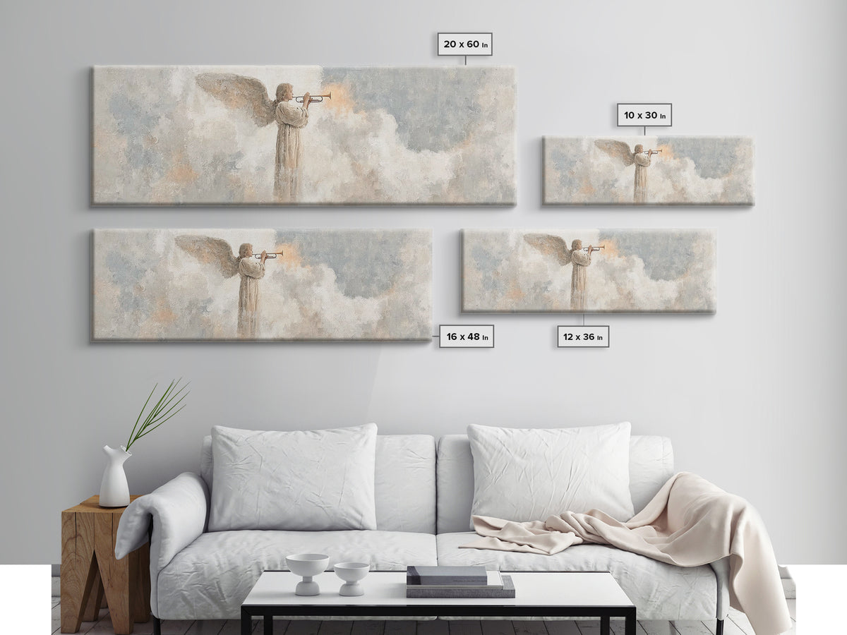 Trumpet Of Dawn – Framed Canvas Print – Panoramic Frame – Christian Art Canvas – Christian Wall Art – Christmas Art – Christian Gifts