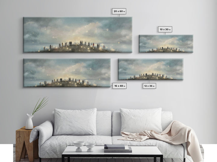 Cloudborne Messenger, Framed Canvas Print, Christian Art Print, Panoramic Frame, Christian Wall Art, Christian Painting, Christmas Art