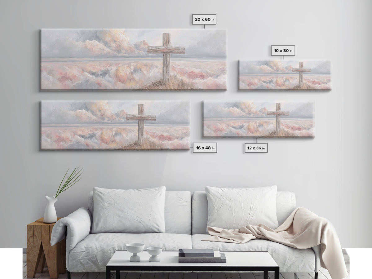 Dawn Of Redemption, Framed Canvas Print, Christian Wall Art, Panoramic Art, Christian Art Canvas, Christian Painting, Christian Decor