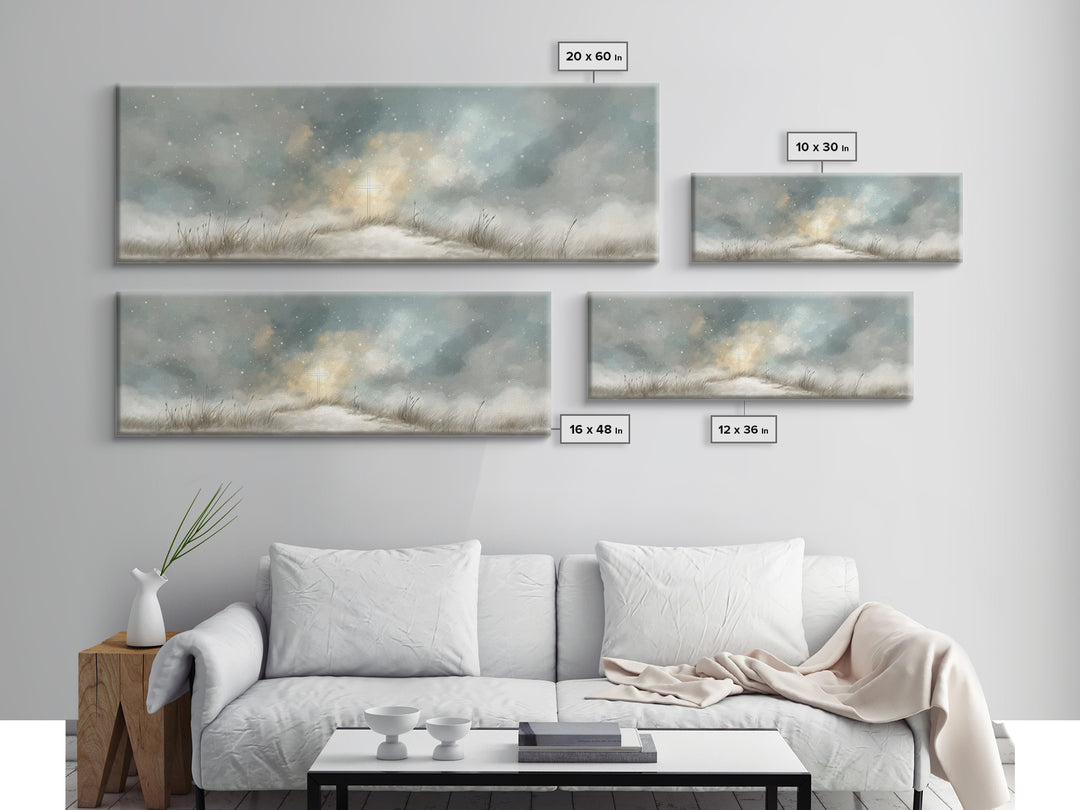 Heavenly Snow Path | Framed Canvas Print | Panoramic Painting | Christian Art | Christian Art Canvas | Jesus Painting | Christmas Art