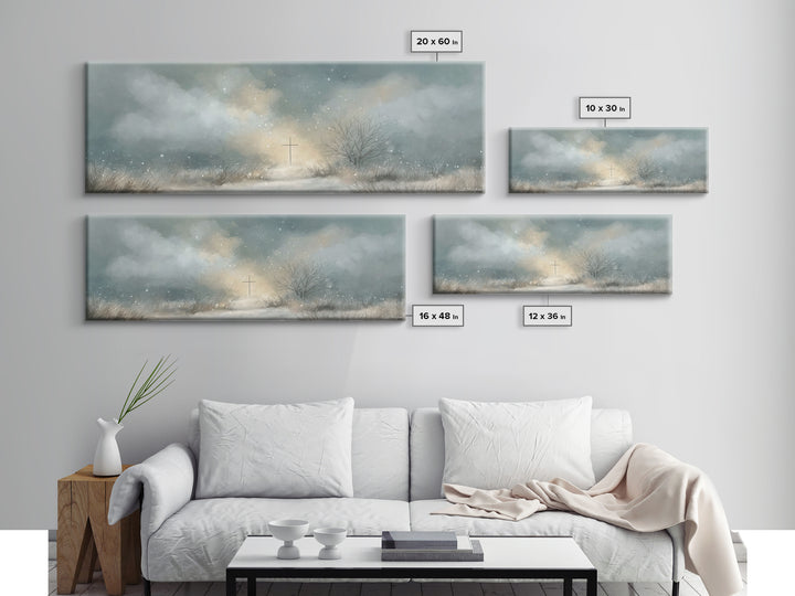Morning Of Peace, Framed Canvas Print, Panoramic Wall Art, Christian Art, Christian Painting, Christian Art Canvas, Christmas Art