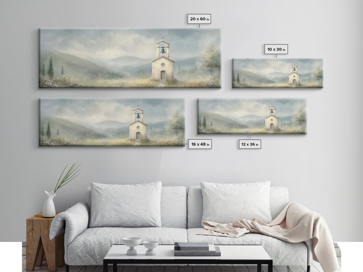 Chapel Morning Light - Framed Canvas Print - Christian Wall Art - Christian Art Canvas - Panoramic Art - Christian Painting - Christmas Art