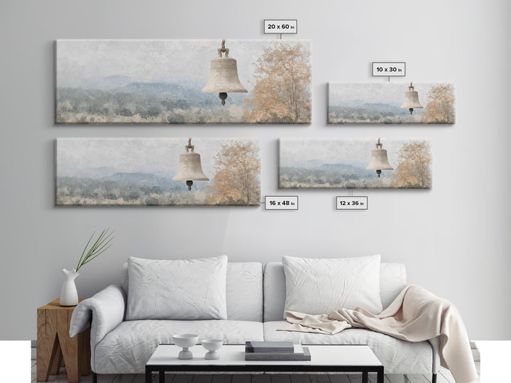 Silent Bell Echoes, Framed Canvas Print, Christian Art Canvas, Panoramic Painting, Christian Wall Art, Christian Painting, Christmas Art, v