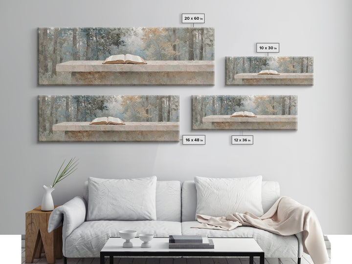 Forest Scripture Calm | Framed Canvas Print | Christian Wall Art | Panoramic Wall Art | Christian Art Canvas | Christian Painting