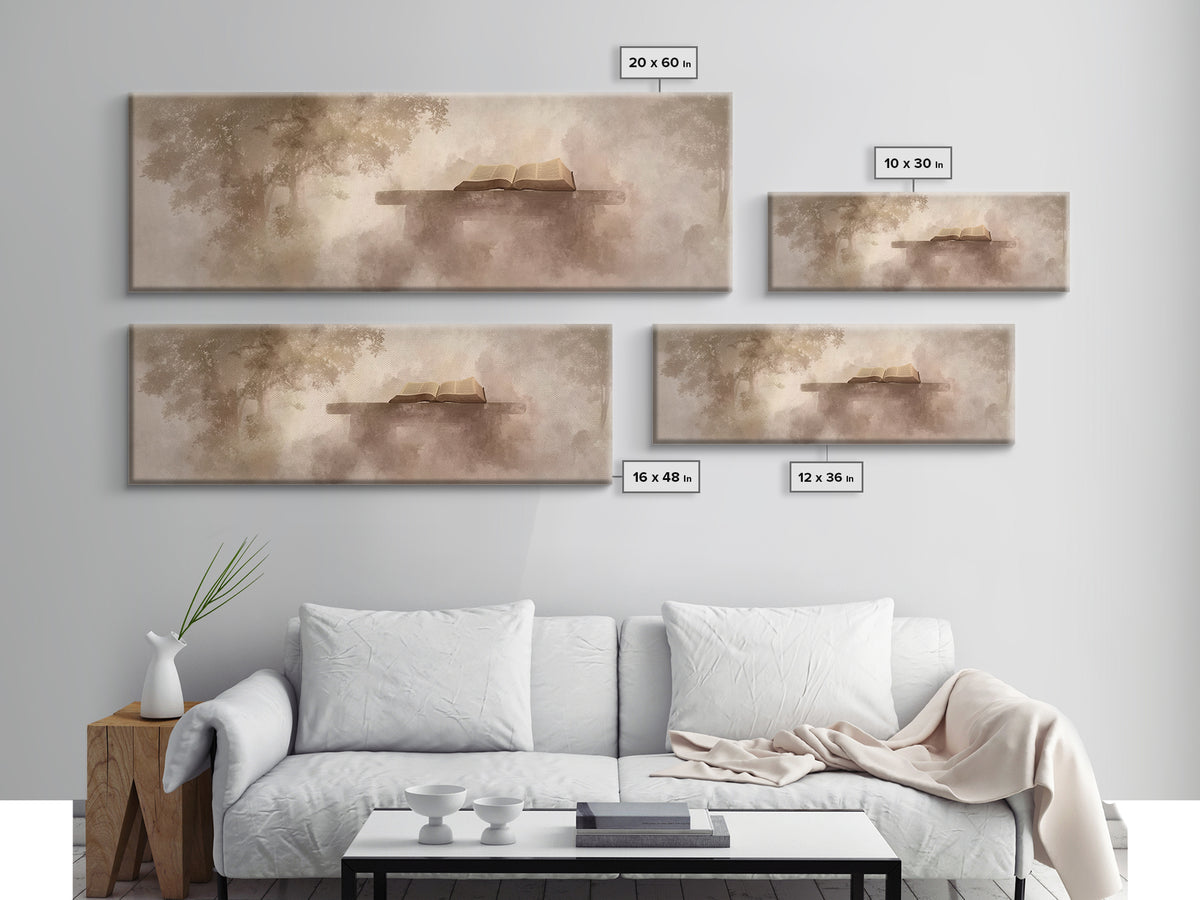 Holy Forest Pages | Framed Canvas Print | Panoramic Art | Christian Art Canvas | Christian Painting | Christian Wall Art | Christmas Art