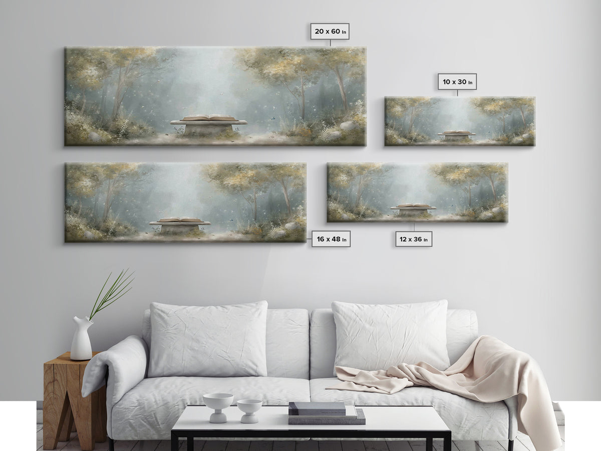 Heavenly Scripture Glow, Framed Canvas Print, Panoramic Wall Art, Christian Art Canvas, Christian Painting, Christian Wall Art, Christmas A