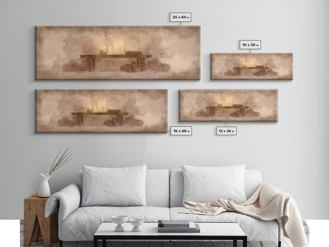 Silent Manger Glow – Framed Canvas Print – Panoramic Art – Christian Wall Art – Christian Art Canvas – Christmas Art – Christian Christmas