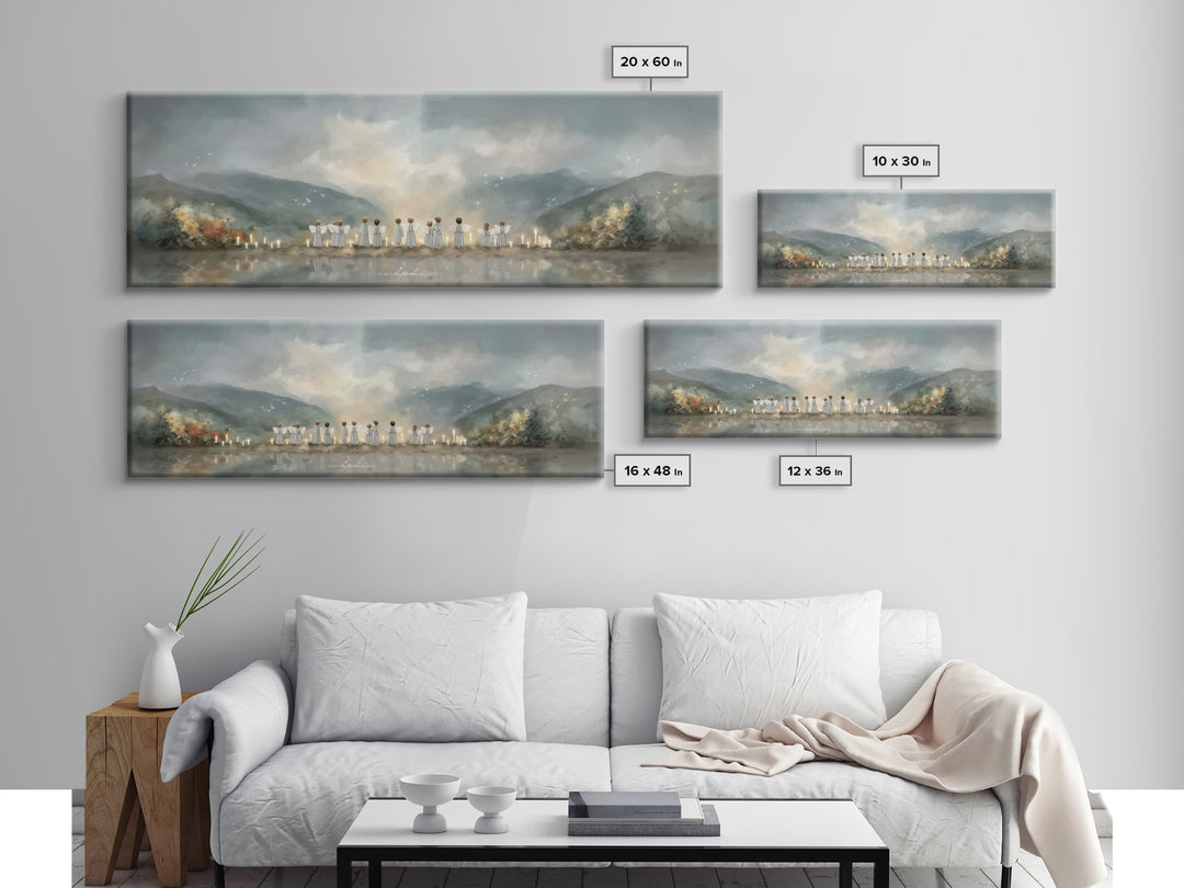 Angels Of Morning - Framed Canvas Print - Panoramic Art - Christian Wall Art - Christian Art Canvas - Christian Painting - Christmas Art