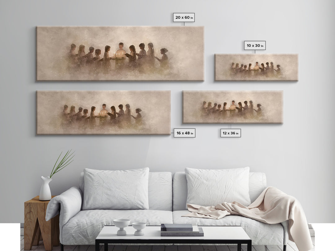 Candle Choir Blessing | Framed Canvas Print | Panoramic Wall Art | Christian Art Canvas | Christian Painting | Christmas Art | Christian Wa