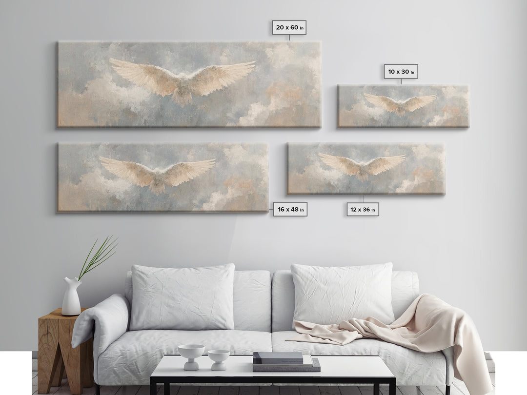 Wings Of Heaven – Framed Canvas Print – Panoramic Art – Christian Art Canvas – Christian Wall Art – subtle Christian art – Christian Painti