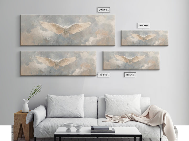 Wings Of Heaven – Framed Canvas Print – Panoramic Art – Christian Art Canvas – Christian Wall Art – subtle Christian art – Christian Painti
