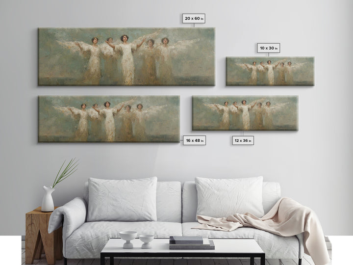 Heavenly Host Arise, Framed Canvas Print, Panoramic Frame, Christian Art Canvas, Christian Painting, Christian Wall Art, Christmas Art, vin