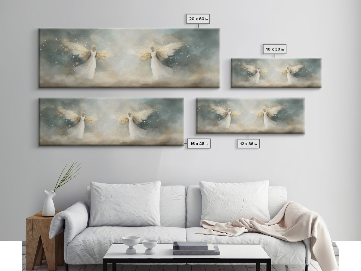 Glory Among Clouds | Framed Canvas Print | Christian Wall Art | Panoramic Art | Christian Art Canvas | Christmas Art | Modern Christian Art