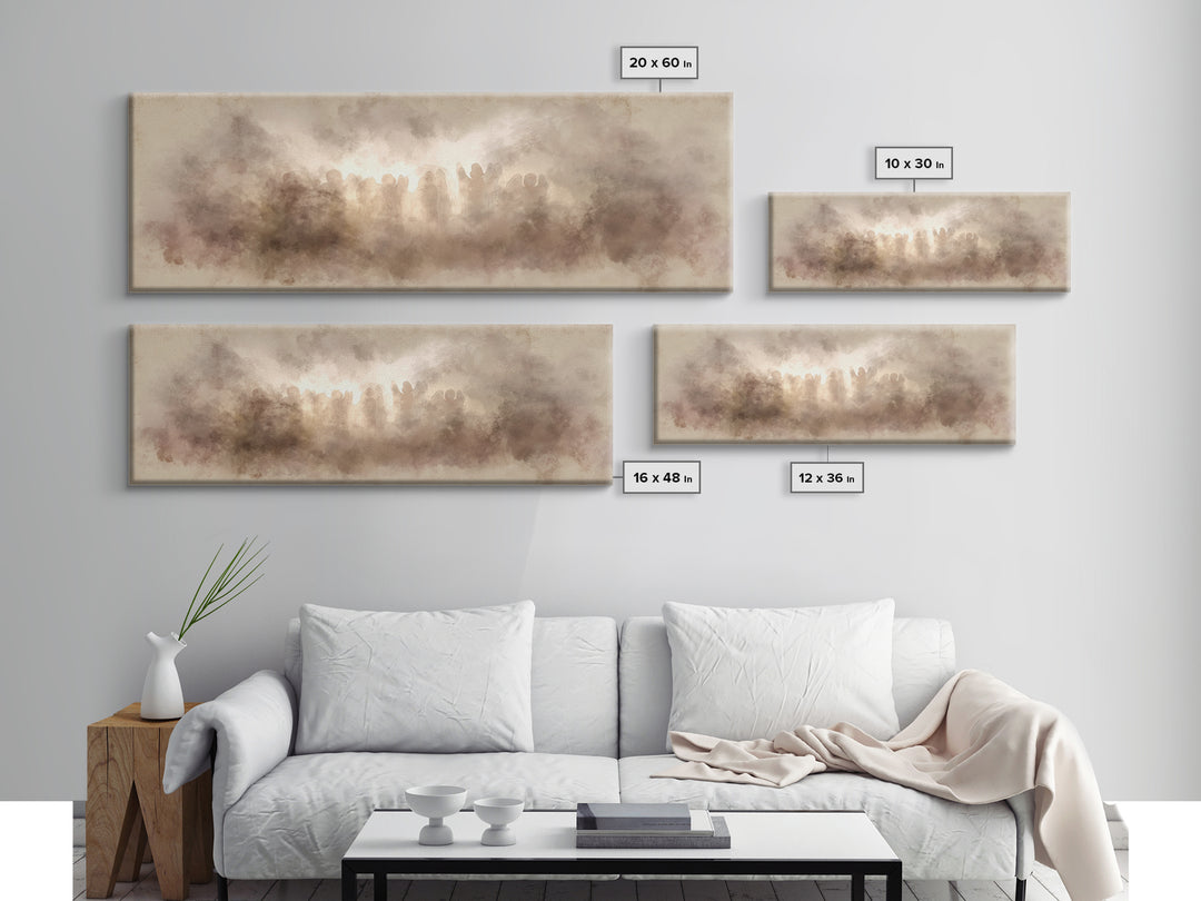 Heaven’s Gentle Heralds | Framed Canvas Print | Christian Art Canvas | Panoramic Frame | Christian Wall Art | Christmas Art Work | Subtle C