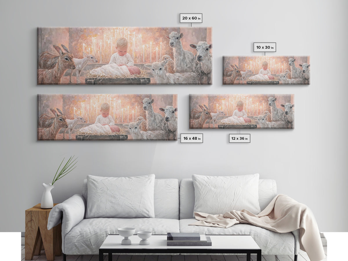 Infant Light Blessing – Framed Canvas Print – Christian Art Canvas – Panoramic Painting – Christmas Wall Art – Christian Art – Christmas Ar