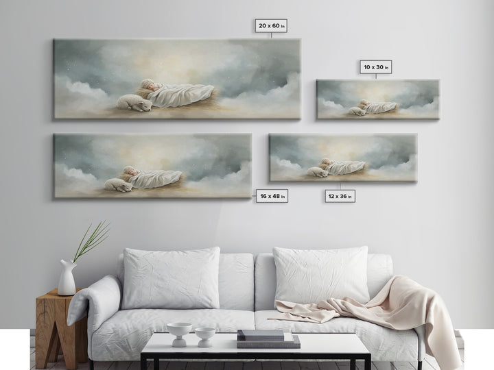 Heaven’s Quiet Rest – Framed Canvas Print – Panoramic Painting – Christian Wall Art – Christmas Art – Christian Art Canvas – Subtle Christi