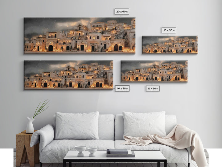 Holy City Dawn – Framed Canvas Print – Christian Christmas Art – Christian Wall Art – Christian Art Canvas – Panoramic Painting – Christmas