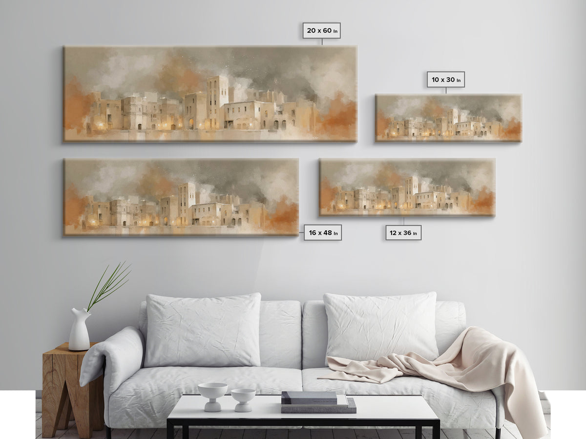 City of Promise – Framed Canvas Print – Christian Christmas Art – Christmas Wall Art – Christian Art Canvas – Panoramic Painting – Christia