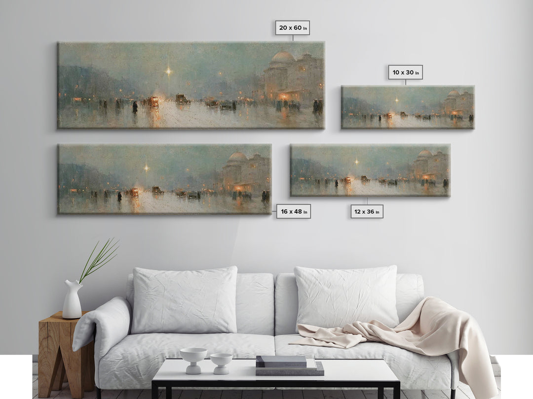 Midnight Star Road – Framed Canvas Print – Christmas Art Prints – Christian Wall Art – Christian Art Canvas – Panoramic Frame – Christian A